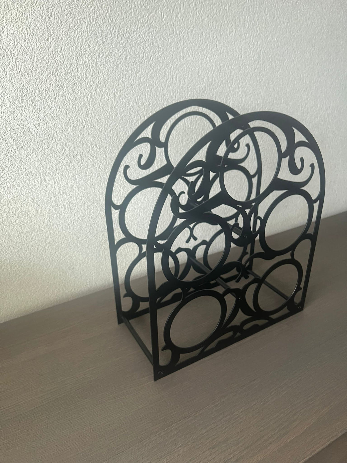 Wijnrek-3 laags-Sier-Metaal-Staand flessenrek voor 5 flessen-Zwart-